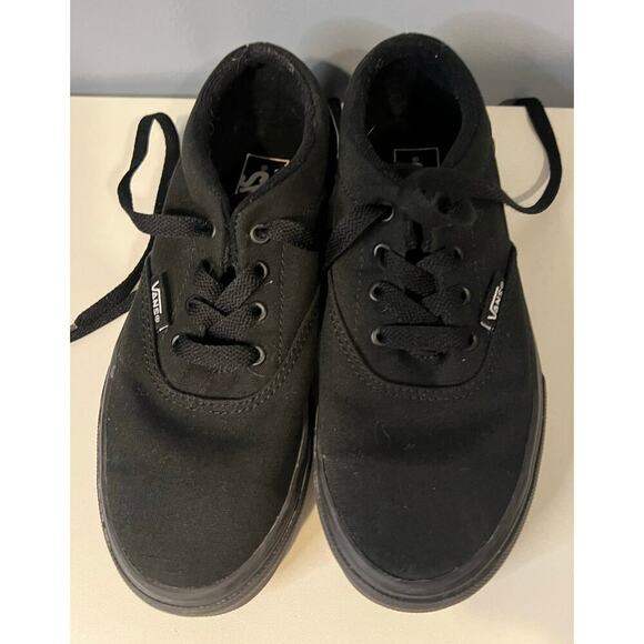 Vans Black Canvas Shoes in Black - Youth Size 1 - Picture 1 of 9